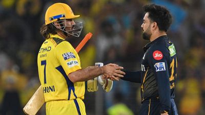 'He comes to play it's a different feeling': Rashid Khan praises MS Dhoni's aura after clash in Ahmedabad MS Dhoni and Rashid Khan in frame (Getty)