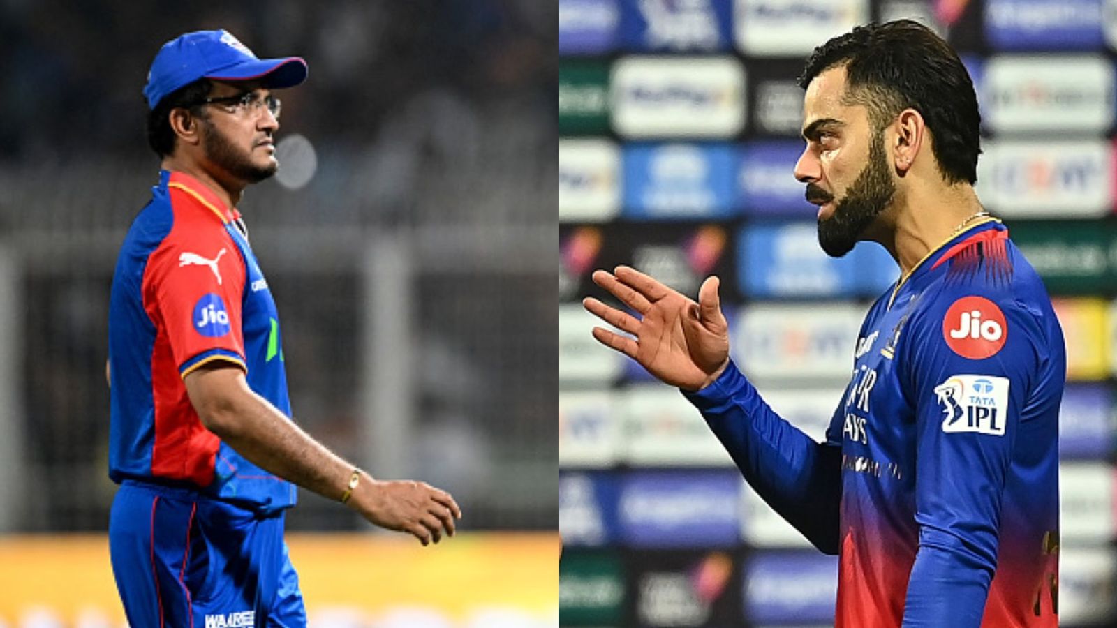 WATCH - Virat Kohli, Sourav Ganguly end 'no-handshake' controversy with beautiful gesture after RCB vs DC clash Sourav Ganguly and Virat Kohli in frame (Getty)