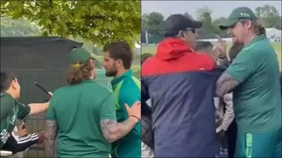 Watch: Shaheen Afridi allegedly abused by Afghan spectator during Pakistan vs Ireland 2nd T20I clash, escorted off premises by ground security Shaheen Afridi engages in a heated conversation with a fan (Screengrab: X)