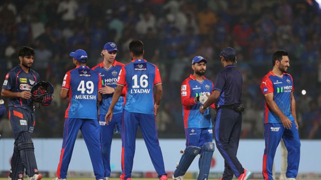 EXPLAINED: How can Delhi Capitals still qualify for IPL 2024 playoffs after victory over LSG, here's the scenario Delhi Capitals team members celebrate their team's win over Lucknow Super Giants during the their IPL 2024 clash on May 14. (Getty)