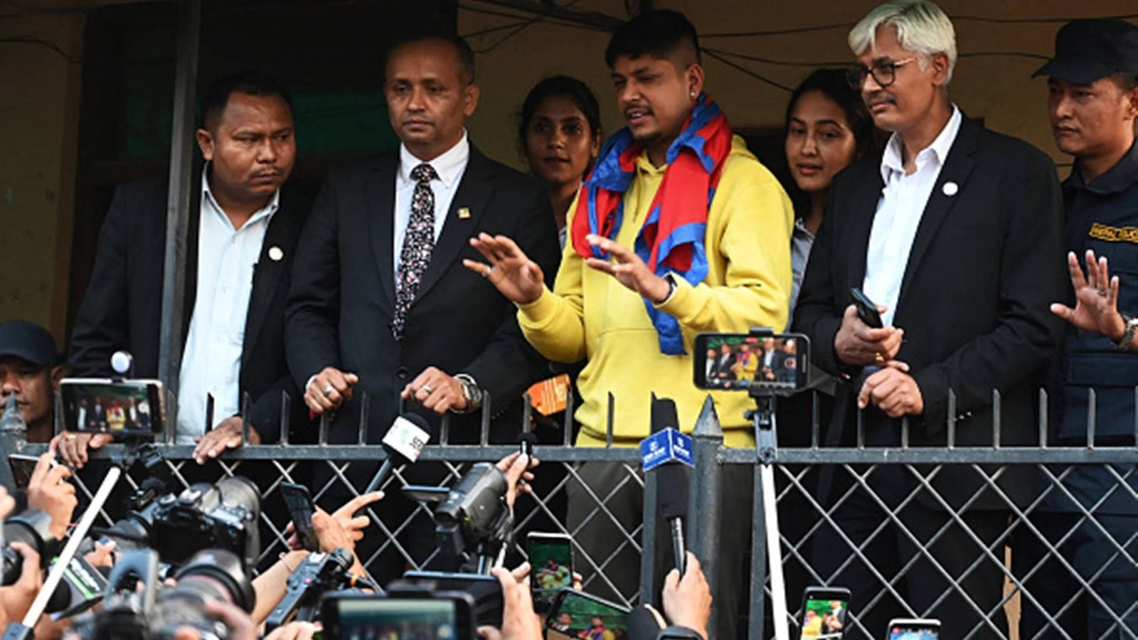 ‘He has been set free by the law… I will talk to selection committee’: Nepal Cricket president wants 'innocent' Sandeep Lamichhane to play T20 World Cup 2024 Former Nepal cricket captain Sandeep Lamichhane (C) gestures to fans and media gathered outside Patan High court at Lalitpur district in Kathmandu (Getty Images)