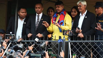 ‘He has been set free by the law… I will talk to selection committee’: Nepal Cricket president wants 'innocent' Sandeep Lamichhane to play T20 World Cup 2024 Former Nepal cricket captain Sandeep Lamichhane (C) gestures to fans and media gathered outside Patan High court at Lalitpur district in Kathmandu (Getty Images)