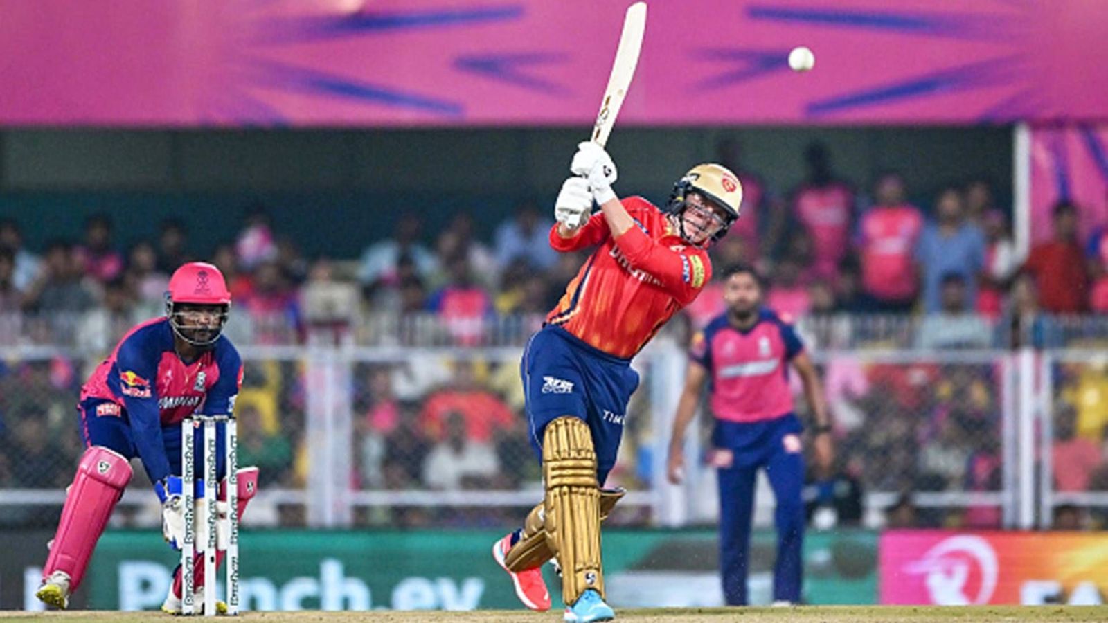 Captain Sam Curran's all-round show leads Punjab Kings to 5-wicket win, Rajasthan Royals suffer another defeat Sam Curran plays a shot against Rajasthan Royals (Getty Images)