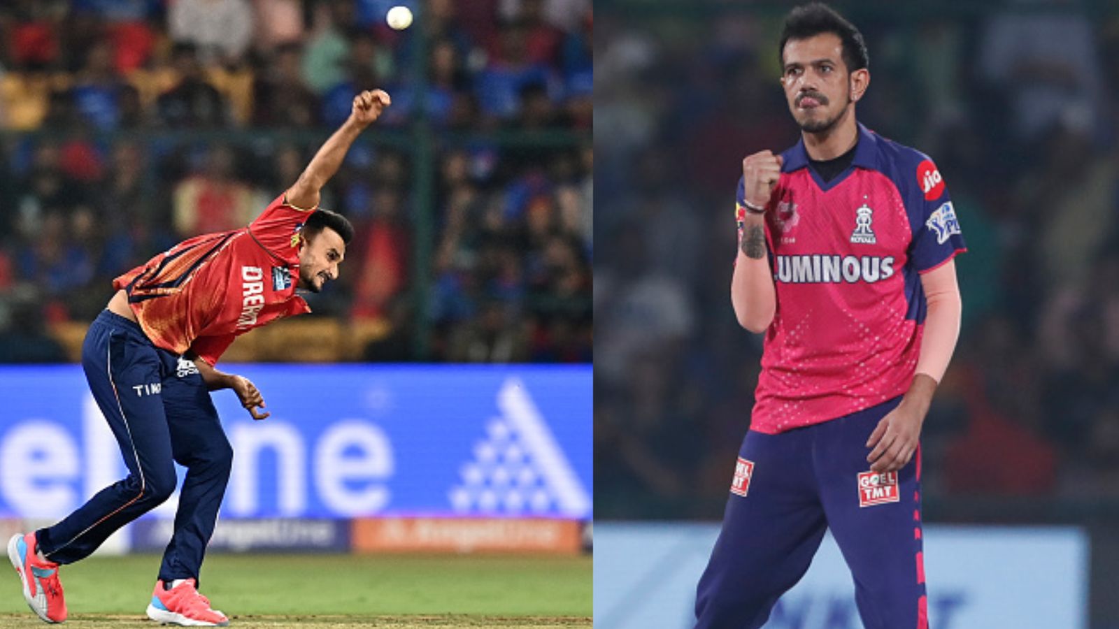 IPL 2024 Purple Cap: Harshal Patel snatches no.1 spot from Jasprit Bumrah after PBKS win over RR, Yuzvendra Chahal enters breaks into top 5 PBKS' Harshal Patel (left) and RR's star spinner Yuzvendra Chahal in this frame. (Getty)