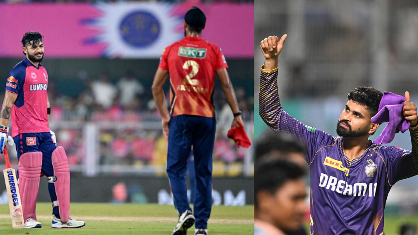 IPL 2024 Points Table: RR's defeat against PBKS confirms KKR's league-stage top spot, ousted Punjab bite dust at 9th spot despite victory From left: RR's Riyan Parag (left), PBKS' Arshdeep Singh (centre) and KKR's Shreyas Iyer in this frame. (Getty)
