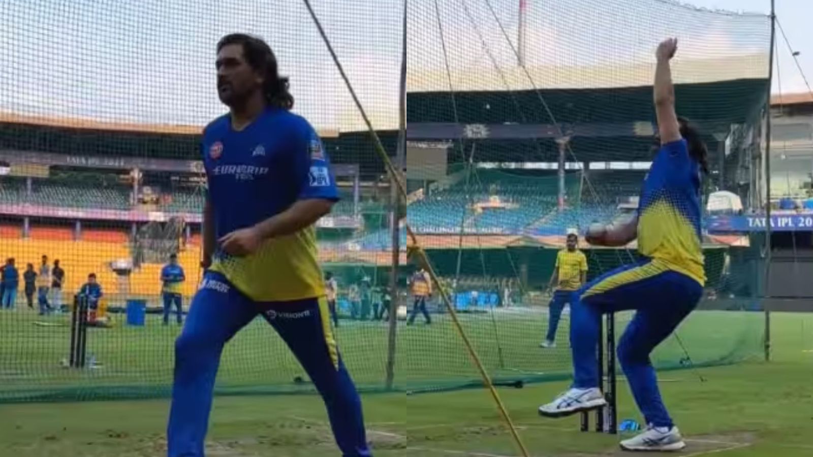 WATCH - MS Dhoni to bowl in RCB vs CSK clash? Legendary cricketer's new avatar goes viral MS Dhoni in frame (Twitter screen grab)