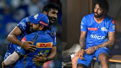 'Rohit Sharma would want to leave MI..': Ex-India captain warns Hardik Pandya of 'Jasprit Bumrah' threat after Mumbai's torrid run in IPL 2024 From Left: MI's Rohit Sharma, Jasprit Bumrah and Hardik Pandya in this frame. (Getty)