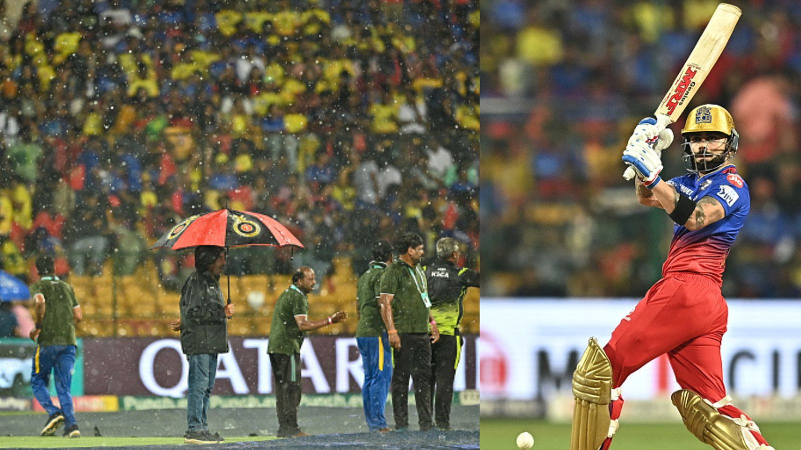 IPL 2024: Match resumes after heavy shower halted RCB vs CSK's crunch game at Chinnaswamy IPL 2024: Match resumes after heavy shower halted RCB vs CSK's crunch game at Chinnaswamy