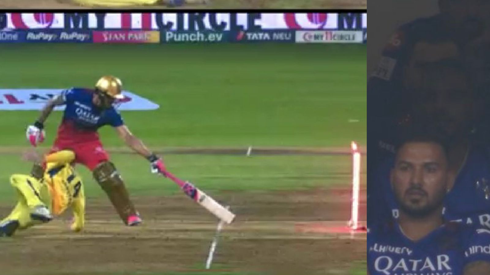 WATCH: Faf Du Plessis' bizarre run out leaves Virat Kohli fuming at dressing room during RCB vs CSK's crunch contest Faf Du Plessis' bizarre run out leaves Virat Kohli fuming at dressing room during RCB vs CSK's crunch contest. (Screengrab-X)