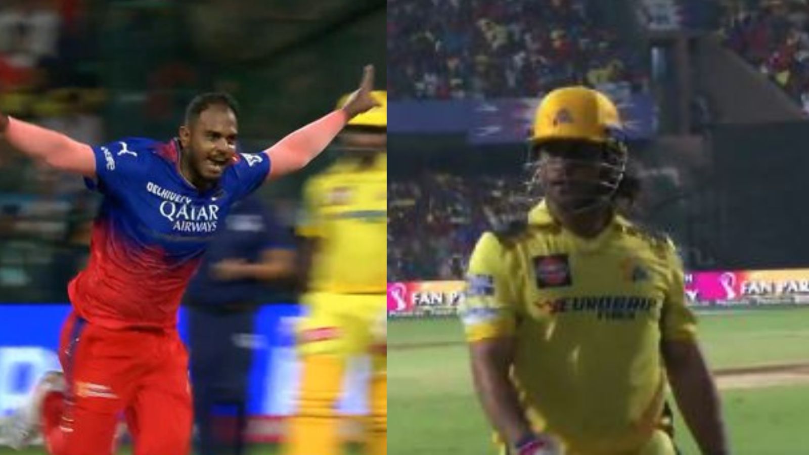 WATCH: MS Dhoni punches his bat in anger after being dismissed by Yash Dayal in last over drama during RCB vs CSK clash MS Dhoni punches his bat in anger after being dismissed by Yash Dayal in last over drama during RCB vs CSK clash. (Screengrab-X)