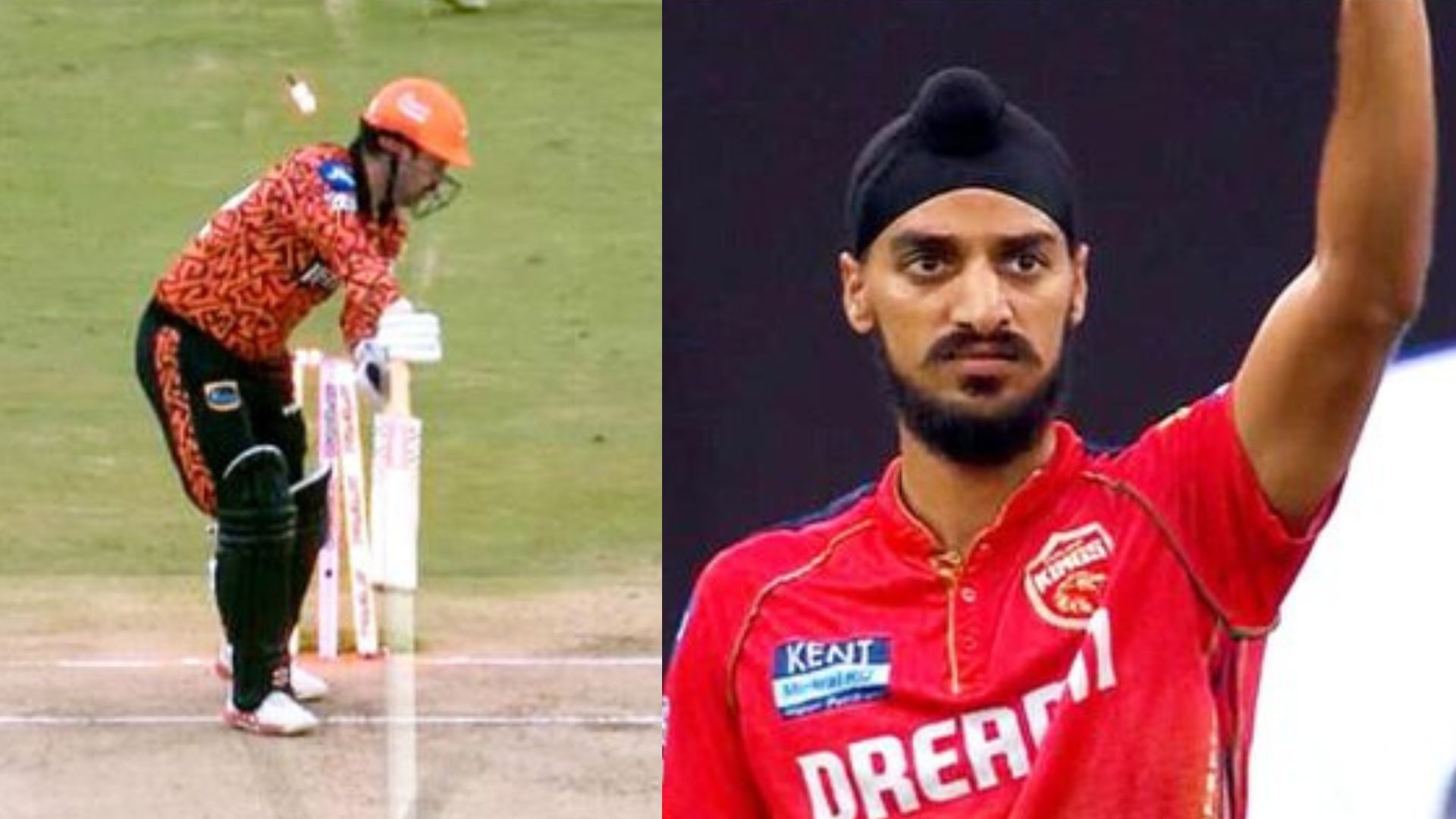 PBKS' Arshdeep Singh rattles SRH's Travis Head's stump with a ripper to send SRH superstar packing on golden duck. (Screengrab-X)