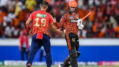 IPL 2024: Abhishek Sharma's pyrotechnics position SRH as strong contenders for top 2 finish after crucial 4-wicket win over PBKS Sunrisers Hyderabad's Abhishek Sharma (R) greets Punjab Kings' Rishi Dhawan (L) during the Indian Premier League (IPL) Twenty20 cricket match between Sunrisers Hyderabad and Punjab Kings at the Rajiv Gandhi International Stadium in Hyderabad on May 19,