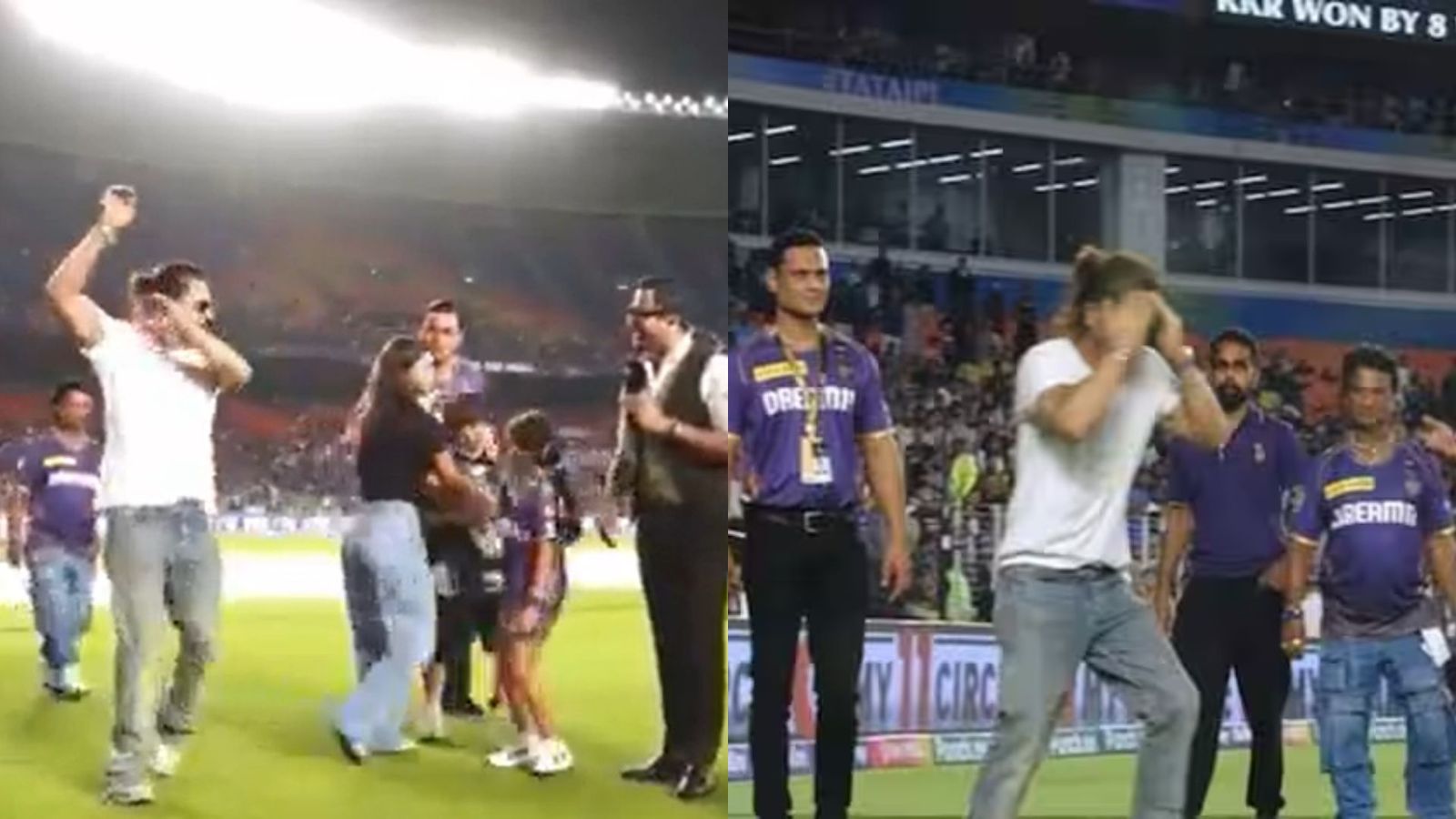 WATCH - Shah Rukh Khan apologises to Suresh Raina, Parthiv Patel for making silly mistake after KKR reach IPL 2024 Final Shah Rukh Khan apologises for mistake (credit: Twitter screen grab)
