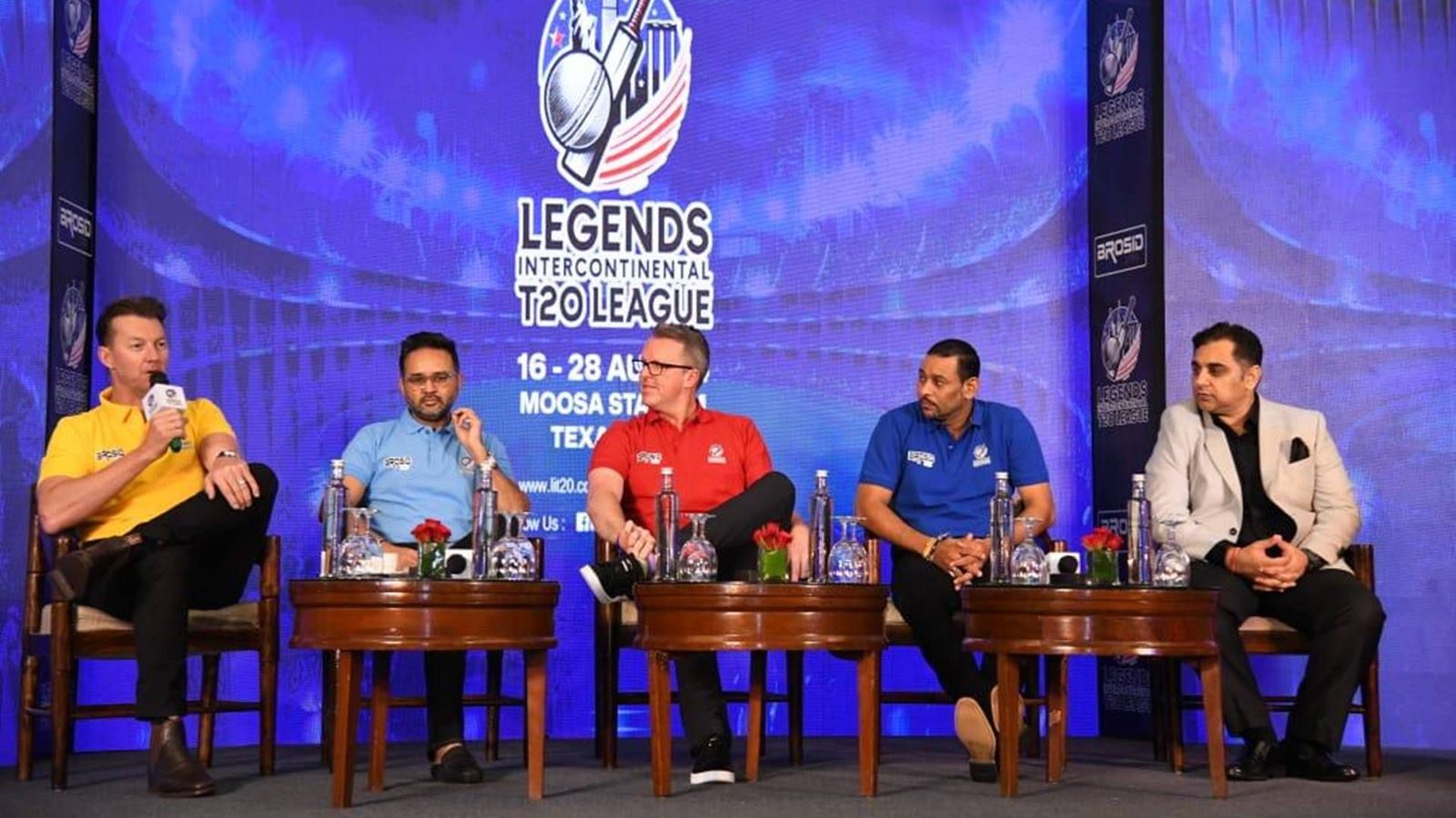 Legends Intercontinental T20 League featuring Brett Lee, T Dilshan, Parthiv Patel announced; inaugural edition to be played in USA Former cricketers at the Legends Inter-continental T20 League launch event