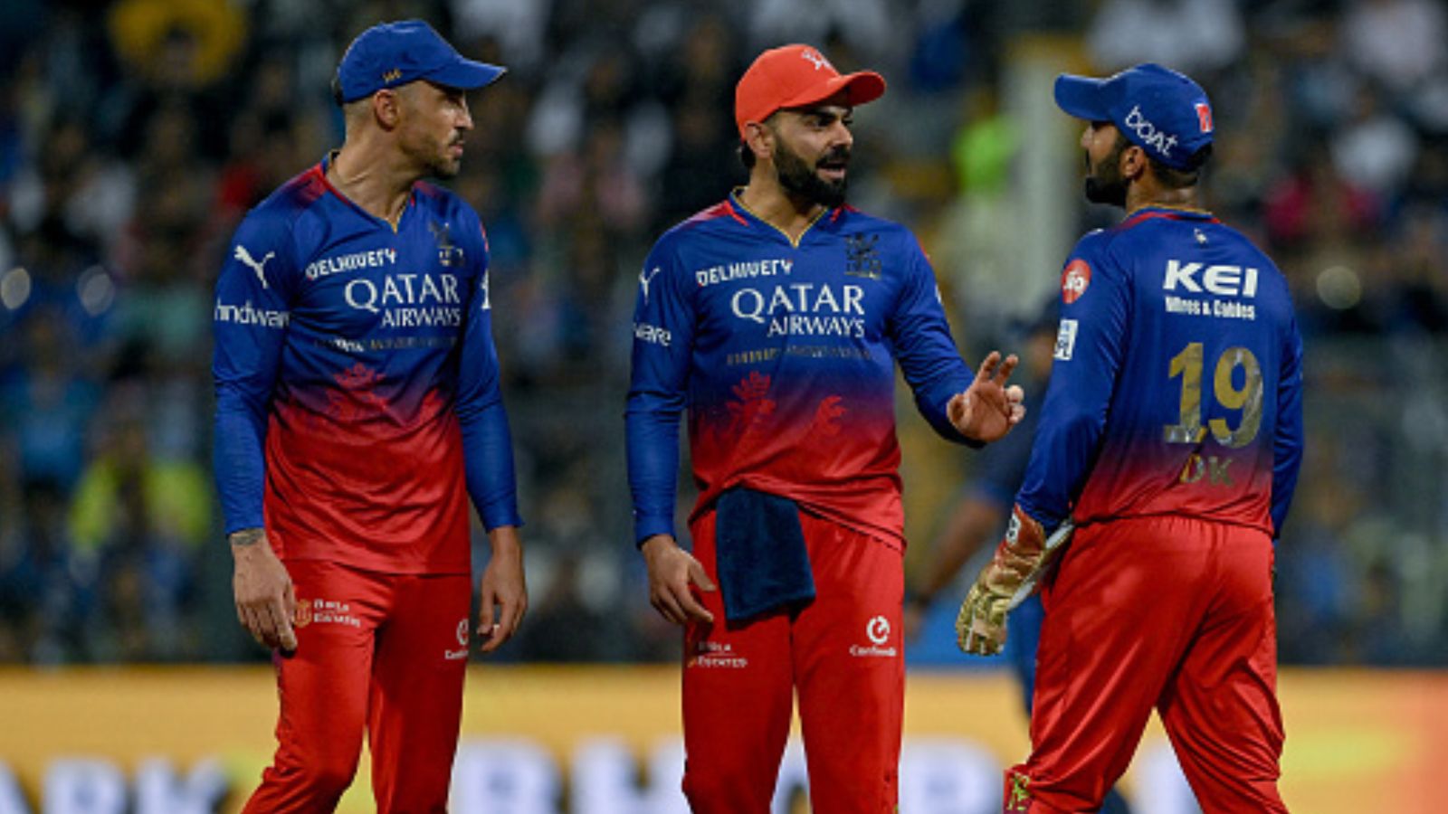 'I was really struggling for confidence...': Virat Kohli opens up about Dinesh Karthik's support during his toughest year From Left: RCB skipper Faf Du Plessis, Virat Kohli and Dinesh Karthik in this frame. (Getty)