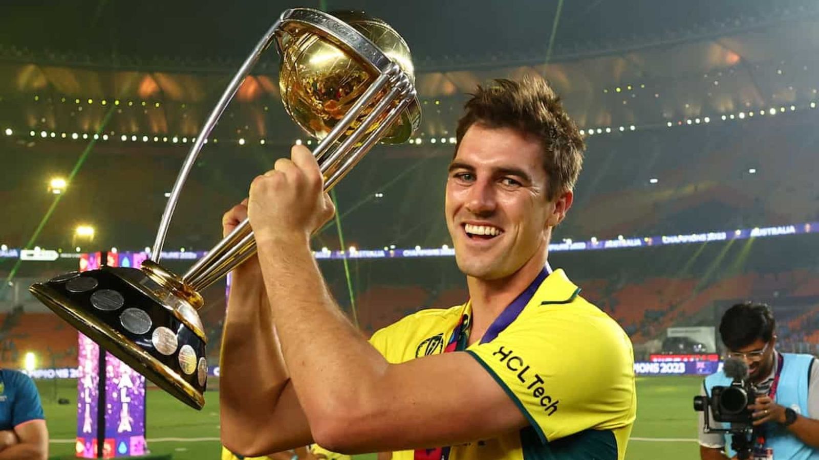Exclusive | Pat Cummins' picks more difficult win between ODI World Cup 2023 and WTC Final Pat Cummins posing with World Cup (image credits X)