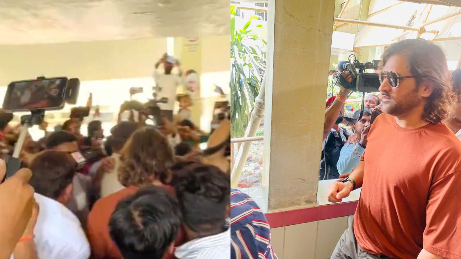 WATCH - MS Dhoni gets swarmed by massive crowd as he arrives at polling booth to cast vote WATCH - MS Dhoni gets swarmed by massive crowd as he arrives at polling booth to cast vote