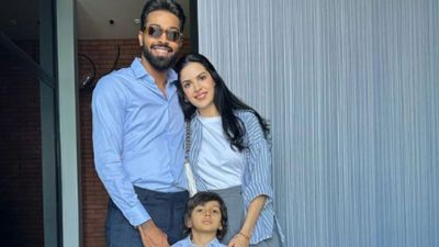 WATCH: Natasha Stankovic reacts to divorce rumors with husband Hardik Pandya, video goes viral Hardik Pandya with wife Natasha and son Agastya (credits x)