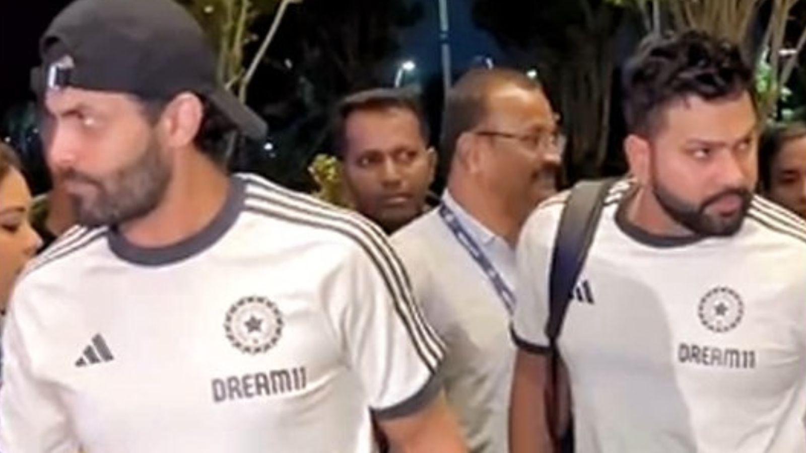 WATCH: Rohit Sharma-led first batch of Indian players departs for US for T20 World Cup, Virat Kohli not spotted at airport India's skipper Rohit Sharma (right) and star all-rounder Ravindra Jadeja in this frame. (X)