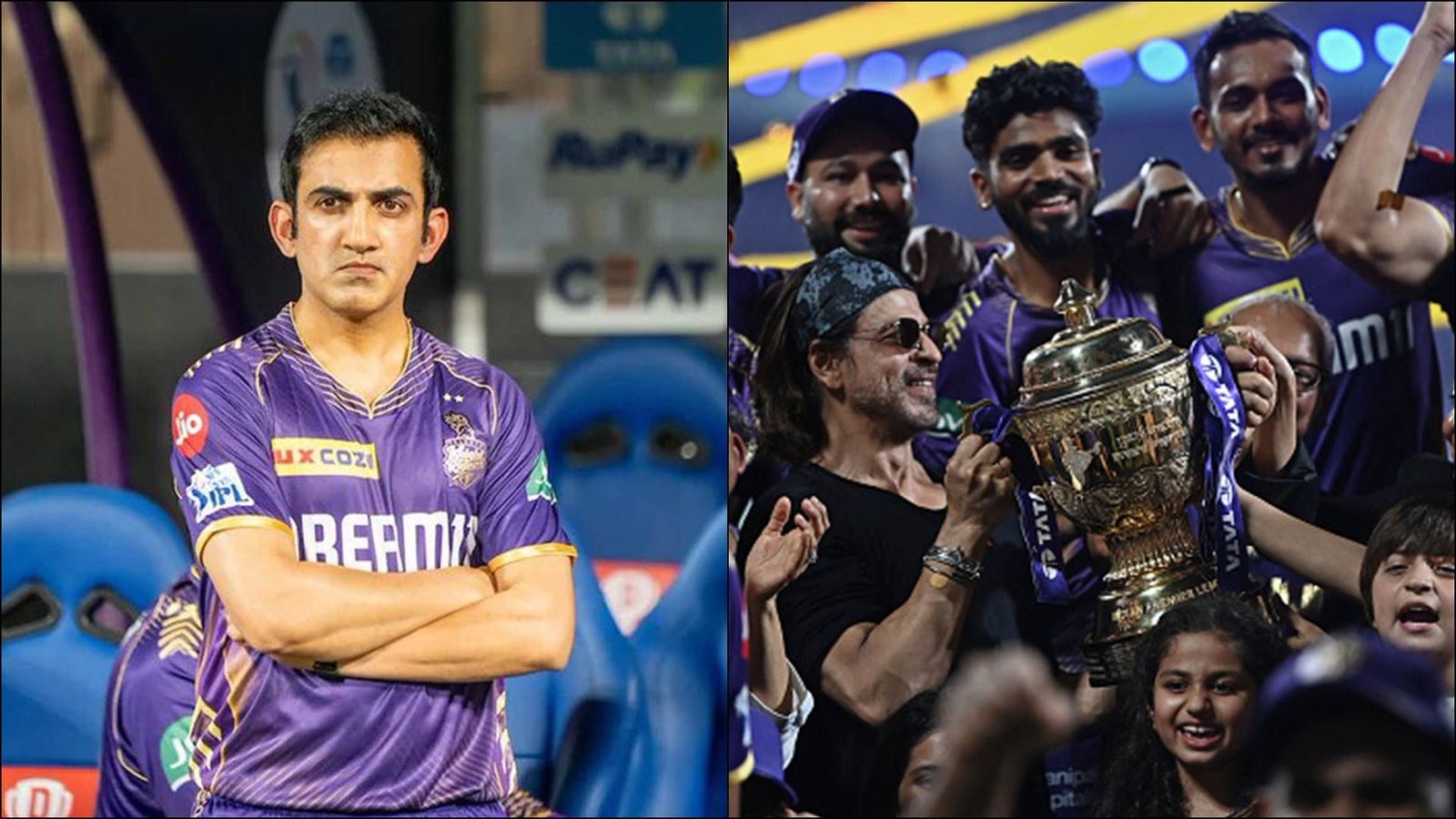 Gautam Gambhir reacts to KKR's first IPL title win in 10 years, writes an inspirational quote from Mahabharata KKR mentor Gautam Gambhir; KKR players celebrate the trophy (Getty Images)