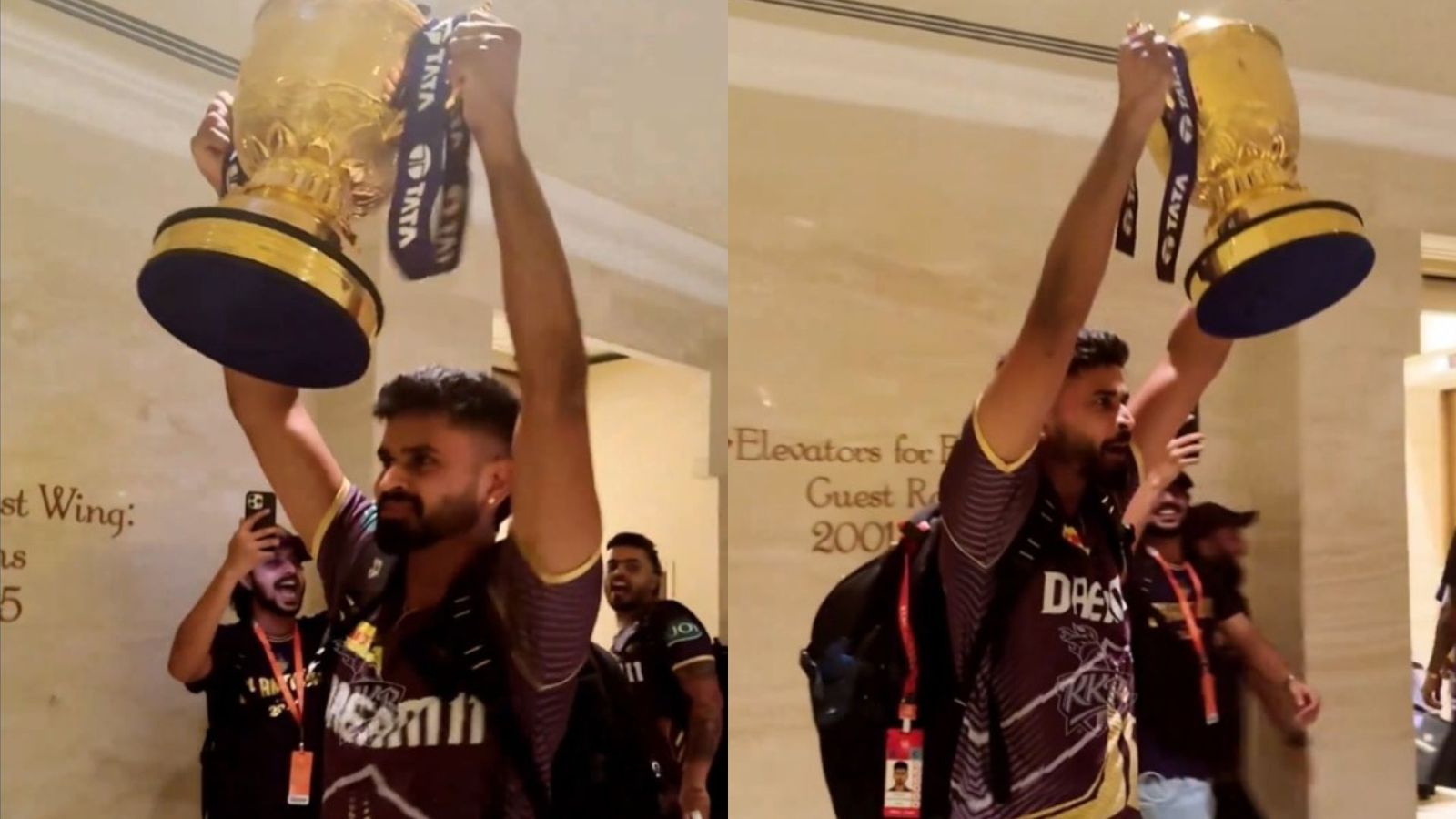 WATCH - Shreyas Iyer's epic dance with IPL 2024 trophy after win against SRH in Final goes viral Shreyas Iyer dances with IPL trophy (Twitter screen grab)