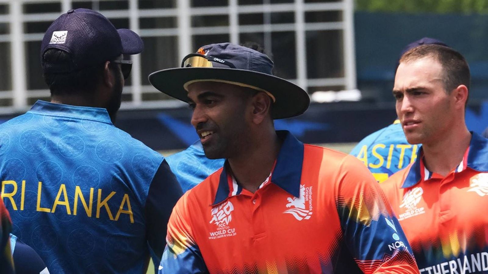 Sri Lanka get a reality check before T20 World Cup 2024, Wanindu Hasaranga's 15-ball 43 in vain as Netherlands beat them by 20 runs Sri Lanka and Netherlands players after the warm-up game (Screengrab: X)