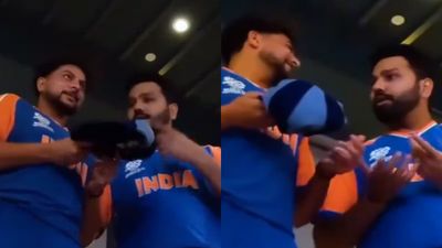 'I am captain... never seen him bat': Rohit Sharma takes hilarious jibe at Kuldeep Yadav ahead of T20 World Cup 2024 Rohit Sharma and Kuldeep Yadav in frame (Twitter screen grab)