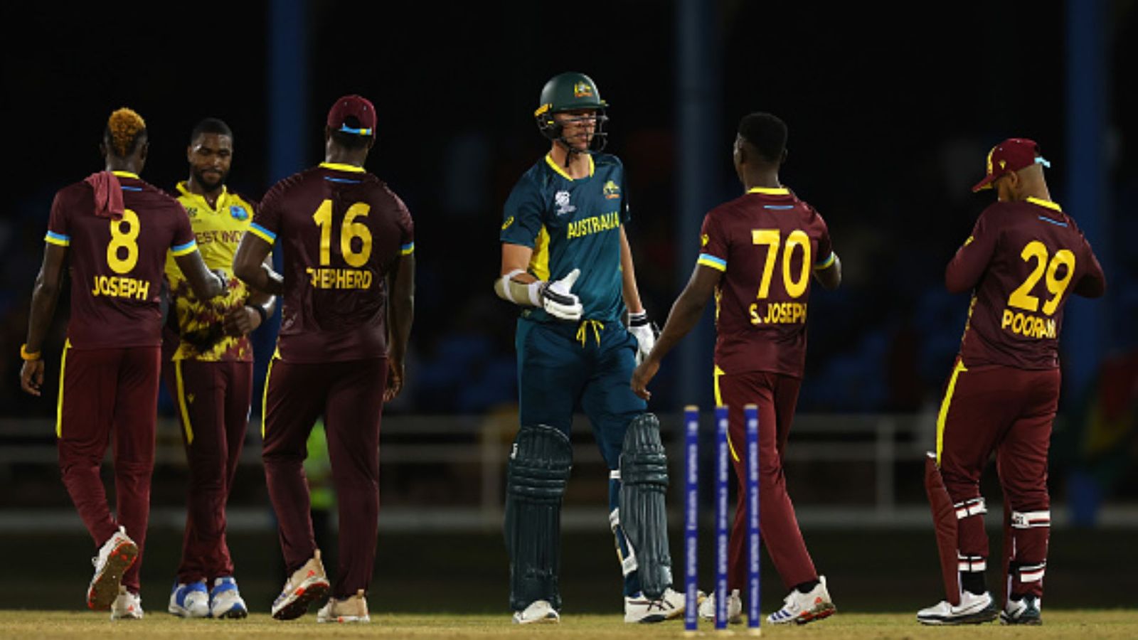 T20 World Cup 2024: West Indies outpower Australia with mammoth score of 257/4, beat Mitchell Marsh-led side by 35 runs in warm-up game WI beat AUS by 35 runs in warm-up game (Getty)
