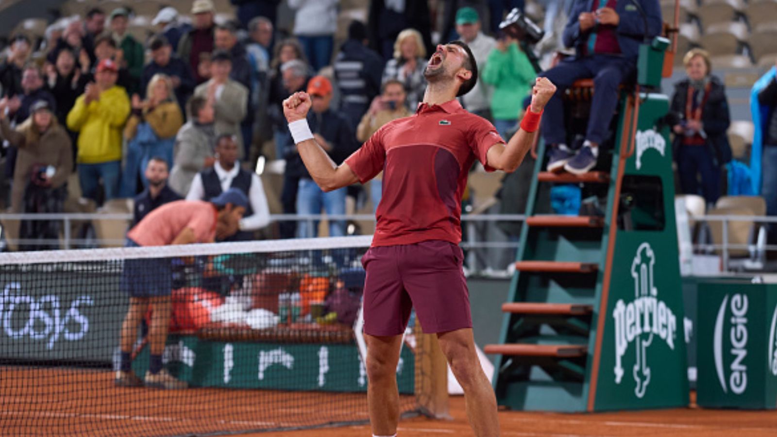French Open 2024: Novak Djokovic emulates Roger Federer's towering record after victory over Lorenzo Musetti in 3rd round Novak Djokovic of Serbia celebrates his match victory against Lorenzo Musetti of Italy in the Men's Singles third round match on Day Seven of the 2024 French Open on June 1, 2024 in Paris. (Getty)