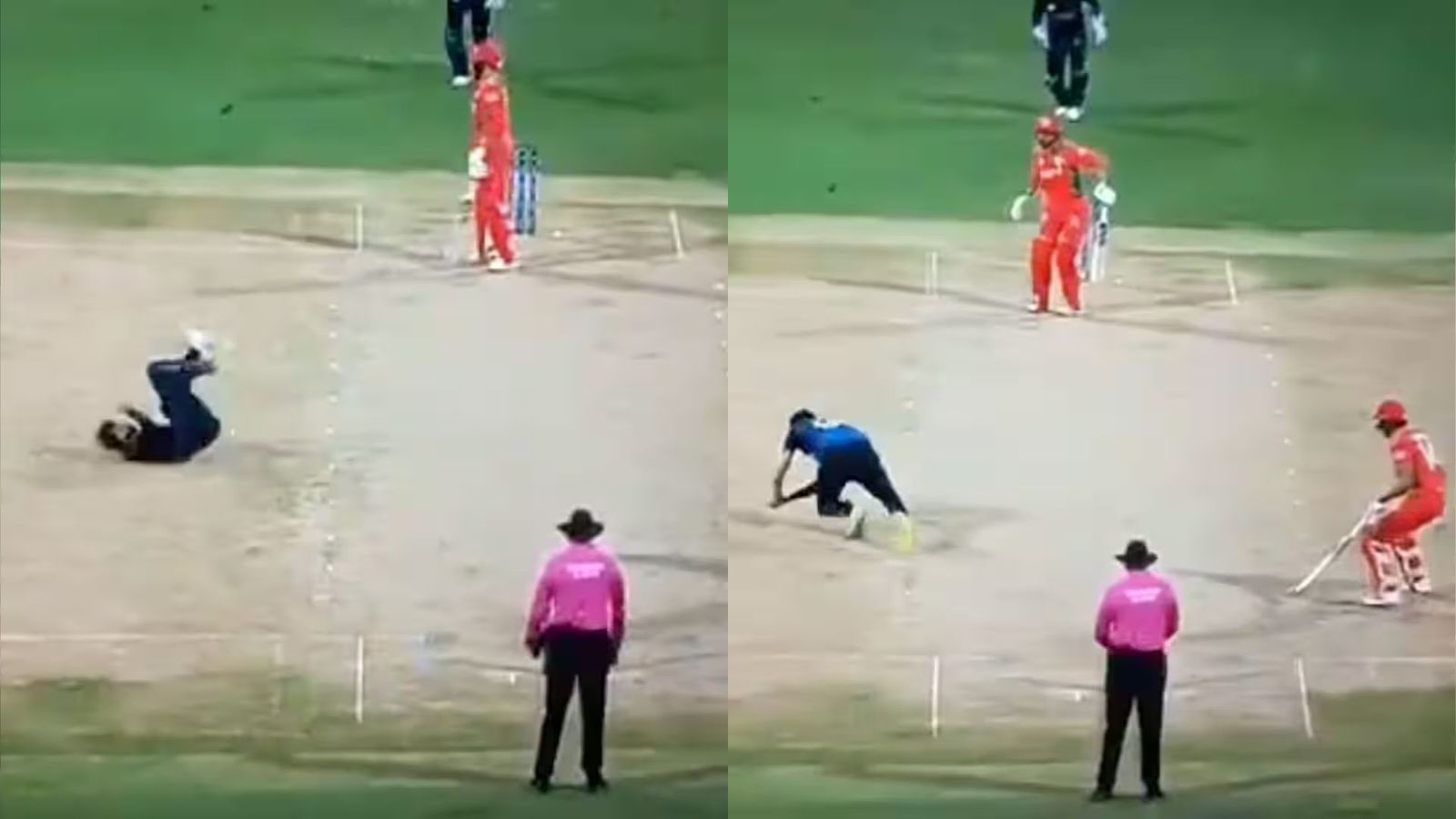 WATCH - Virat Kohli's 39-year-old ex-RCB teammate takes jaw-dropping catch for Namibia in T20 World Cup 2024 David Wiese taking catch of Khalid Kail (Twitter screen grab)