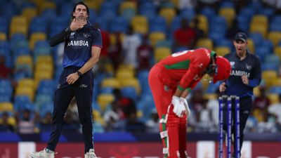 Oman captain Aqib Ilyas blames batters for super over loss against Namibia, says 'should have gone for more runs' David Wiese celebrating Khalid Kail's wicket (Getty)