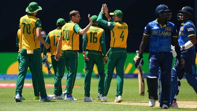 Sri Lanka hit a new low, register their lowest total in T20 World Cups breaking 14-year-old record Anrich Nortje celebrates a wicket against Sri Lanka in T20 World Cup 2024 (Getty Images)