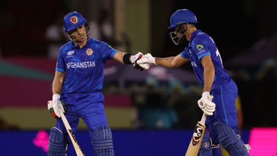 AFG vs UGA: Rahmanullah Gurbaz-Ibrahim Zadran record 2nd highest opening partnership in the history of T20 World Cup Afghanistan's Rahmanullah Gurbaz is congratulated by teammate Ibrahim Zadran after scoring a half century during T20 World Cup match against Uganda on June 4. (Getty)