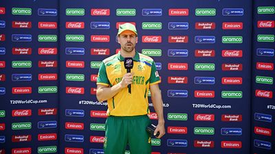 Anrich Nortje takes indirect dig at Irfan Pathan over criticism of New York pitch, says 'Don't need 20 sixes to make an entertaining game' Anrich Nortje during the post-match presentation ceremony (Getty Images)