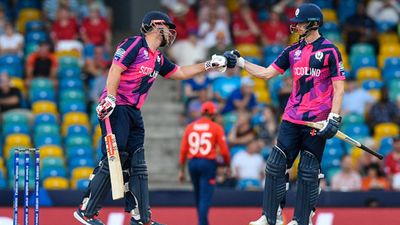 England bowlers fail to take a wicket against Scotland as rain plays spoilsport in defending champions' T20 World Cup 2024 opening clash George Munsey and Michael Jones during clash against England (Getty Images)