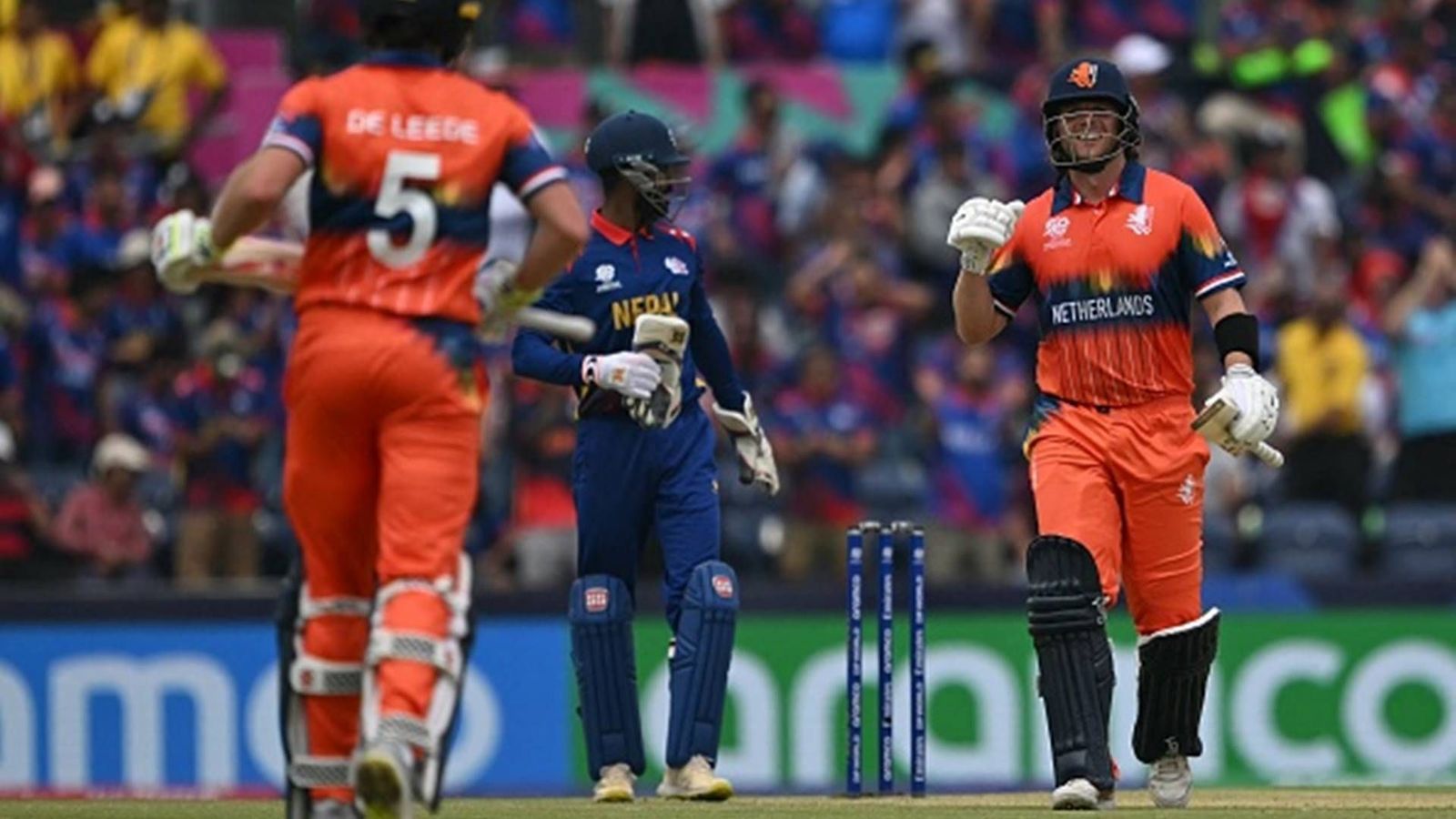 Max ODowd makes a spirited Nepal pay for fielding lapses, Netherlands start T20 World Cup 2024 campaign with 6-wicket win Max ODowd celebrates Netherlands' six-wicket win over Nepal (Getty Images)