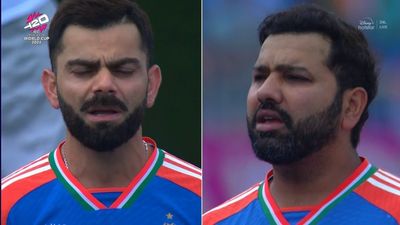 WATCH - Rohit Sharma, Virat Kohli gets emotional during national anthem in India vs Ireland T20 World Cup 2024 clash Kohli and Rohit emotional (screengrab x)