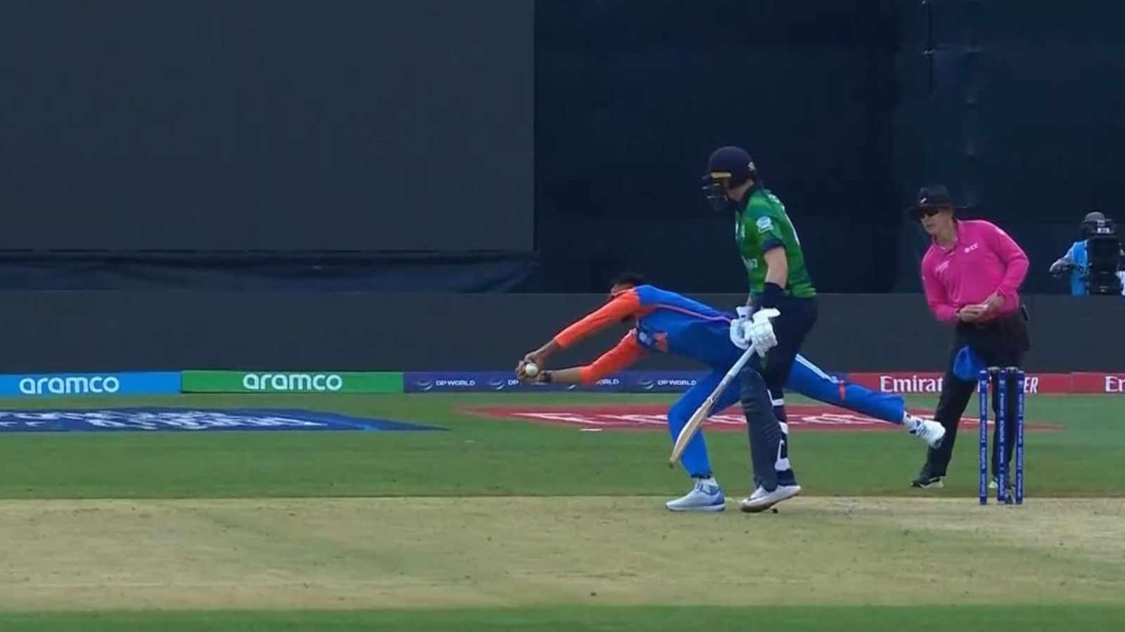 IND vs IRE: Axar Patel takes nearly impossible catch to dismiss Barry McCarthy in T20 World Cup 2024 opener clash; PHOTO Axar Patel taking Barry McCarthy's catch (credits x)