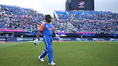 Rohit Sharma becomes first ever batter in international cricket to achieve this feat, surpasses Babar Azam too with 37-ball 52 Rohit Sharma walking out to bat against Ireland (Getty Images)