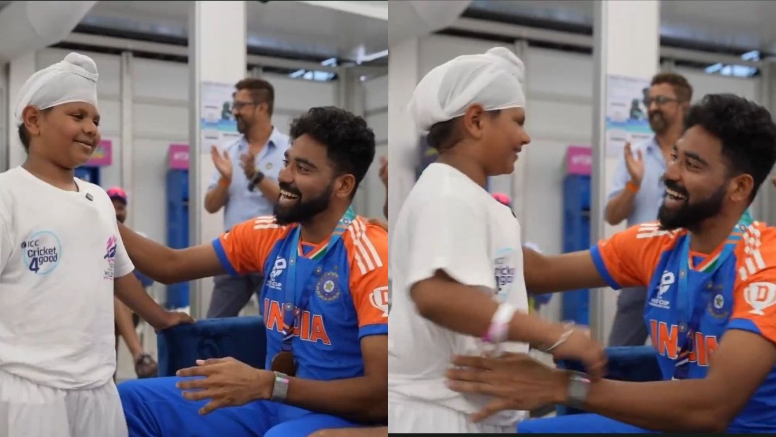 WATCH - Fielding medal tradition returns after India beat Ireland, little kid hands this player special award Mohammed Siraj win best fielder medal (Twitter screen grab)