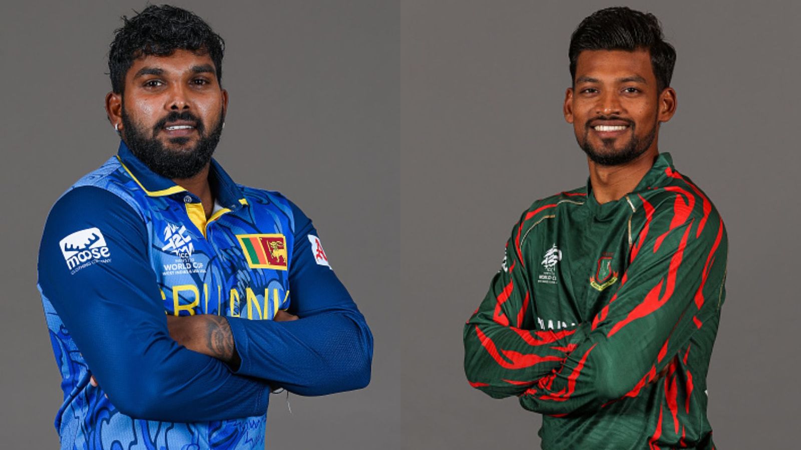 SL vs BAN, T20 World Cup 2024 Live Streaming: When and where to watch Sri Lanka vs Bangladesh clash online? Wanindu Hasaranga and Najmul Hossain Shanto in frame (Getty)