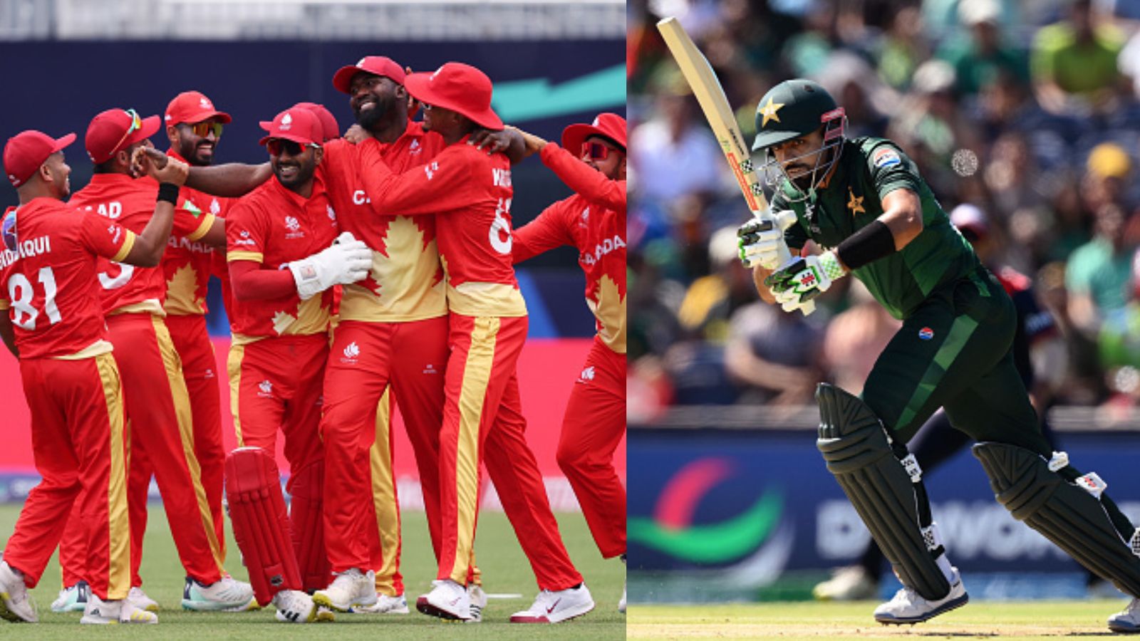 EXPLAINED: This is how Canada's upset over Ireland affects jolted Pakistan's path in T20 World Cup 2024 From Left: Canada's players celebrate with each other after dismissing Ireland batter and Pakistan captain Babar Azam in this frame. (Getty)