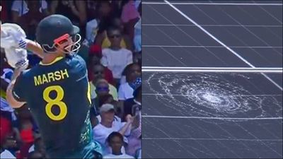 Australia captain Mitchell Marsh shatters solar panel with massive six off Adil Rashid; watch viral video Mitchell Marsh breaks solar panel with a six (Screengrab: X)