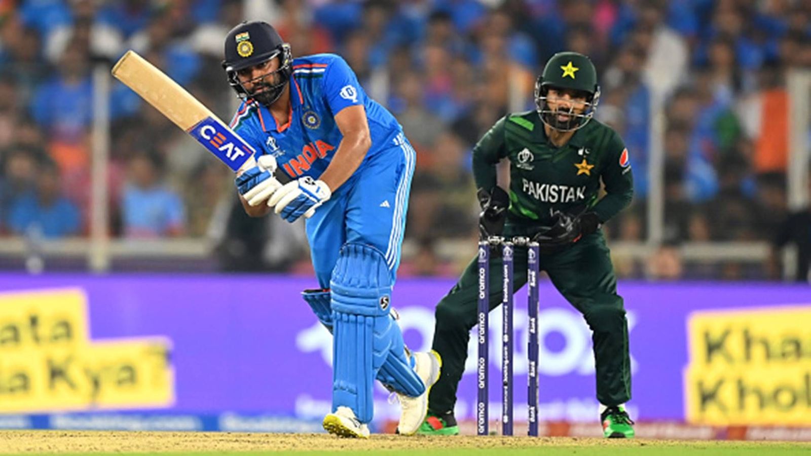 Mohammad Kaif reveals one battle that will decide the winner of India vs Pakistan T20 World Cup 2024 clash Mohammad Rizwan looks on as Rohit Sharma plays a shot (File Photo: Getty Images)