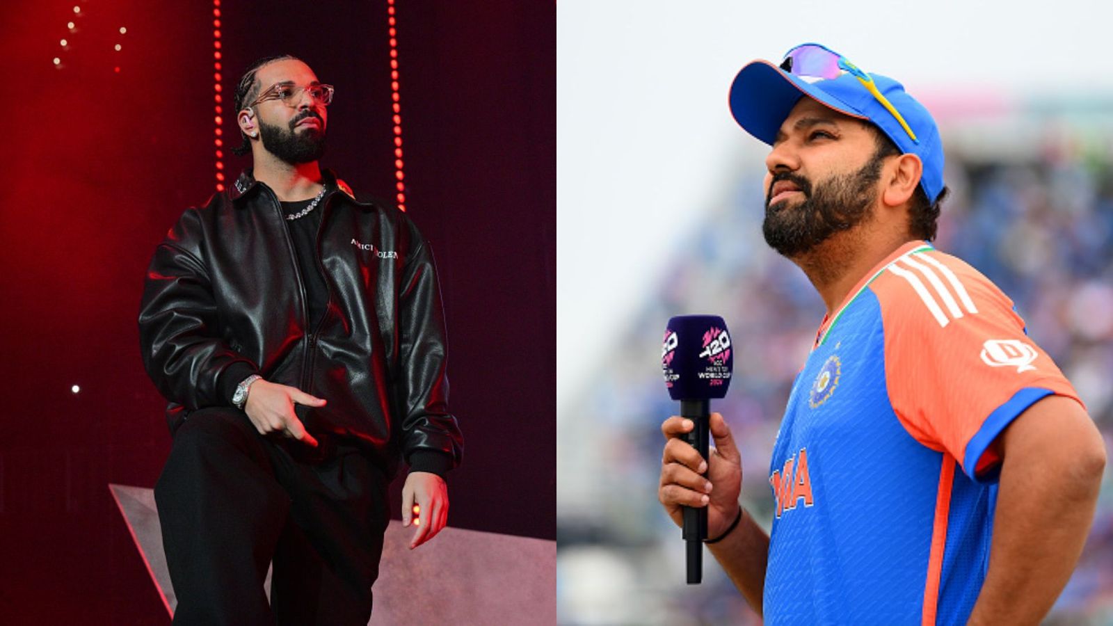 After Kolkata Knight Riders, singer Drake bets more than 5 crores on India for IND vs PAK T20 World Cup 2024 showdown Drake and Rohit Sharma in frame (Getty)