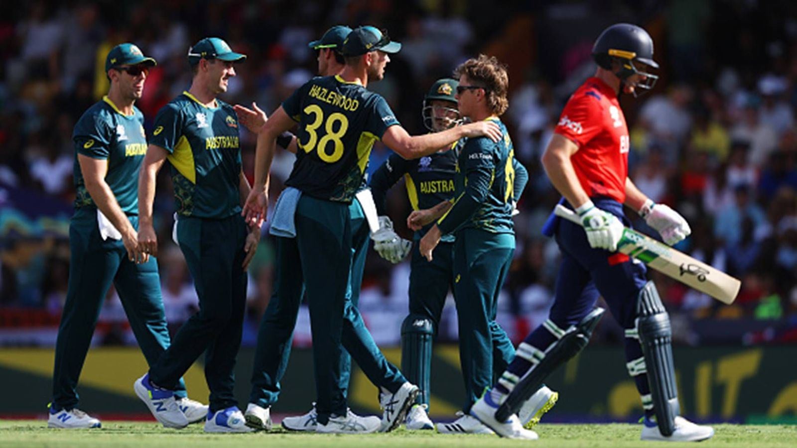 Big blow to Australia after win over vs England, star player punished by ICC for arguing with umpire Nitin Menon Adam Zampa celebrates Jos Buttler's wicket (Getty Images)