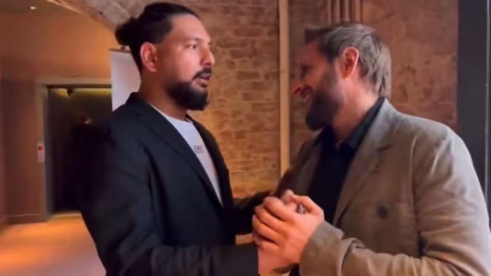 Watch - 'I am leaving, won't watch the rest of the game': Shahid Afridi reveals Yuvraj Singh's reaction during India vs Pakistan T20 World Cup tie Yuvraj Singh and Shahid Afridi (credits x)