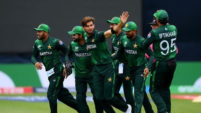 Six Pakistan players likely to be dropped after T20 World Cup over alleged favoritism by captain Babar Azam: Report Pakistan's Shaheen Afridi of Pakistan celebrate with teammates after dismissing India's Rohit Sharma during their T20 World Cup on June 9. (Getty)