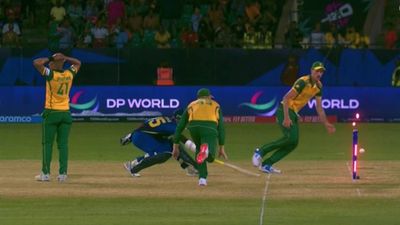 Nepal give South Africa a reality check before Super 8 stage despite heartbreaking one-run defeat in T20 World Cup 2024 Gulsan Jha gets run out by Heinrich Klassen (Screengrab: X)