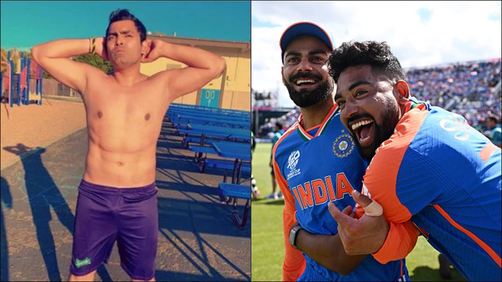 'Since we don't have PR companies...': Kamran Akmal makes shocking claim comparing brother Umar's T20 World Cup stats to Virat Kohli Umar Akmal; Virat Kohli with Mohammed Siraj (Screengrab: Umar's Instagram, Getty Images)
